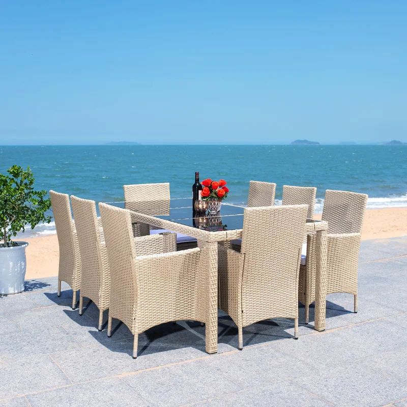 Hailee 8 - Person Rectangular Outdoor Dining Set with Cushions | Wayfair North America