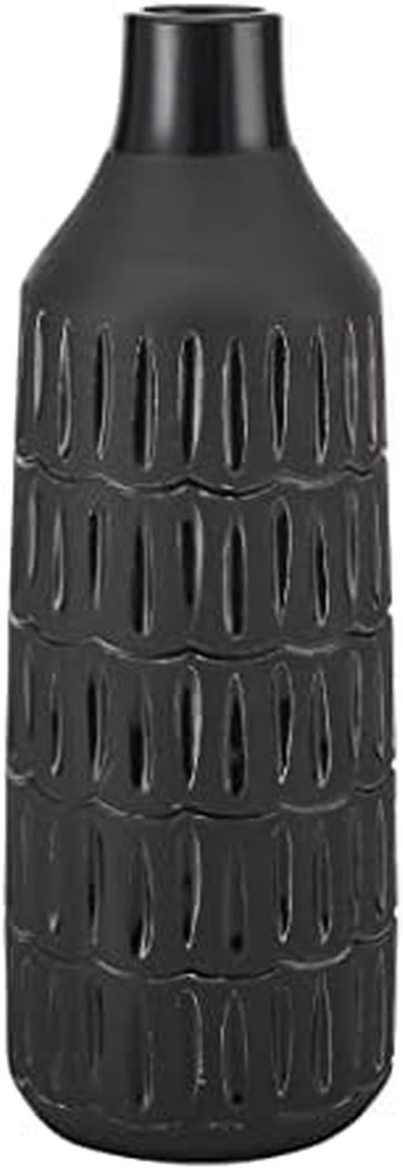 Elements 4.92x4.92x13.78 Inch Black Textured Ceramic Bottle Vase | Amazon (US)