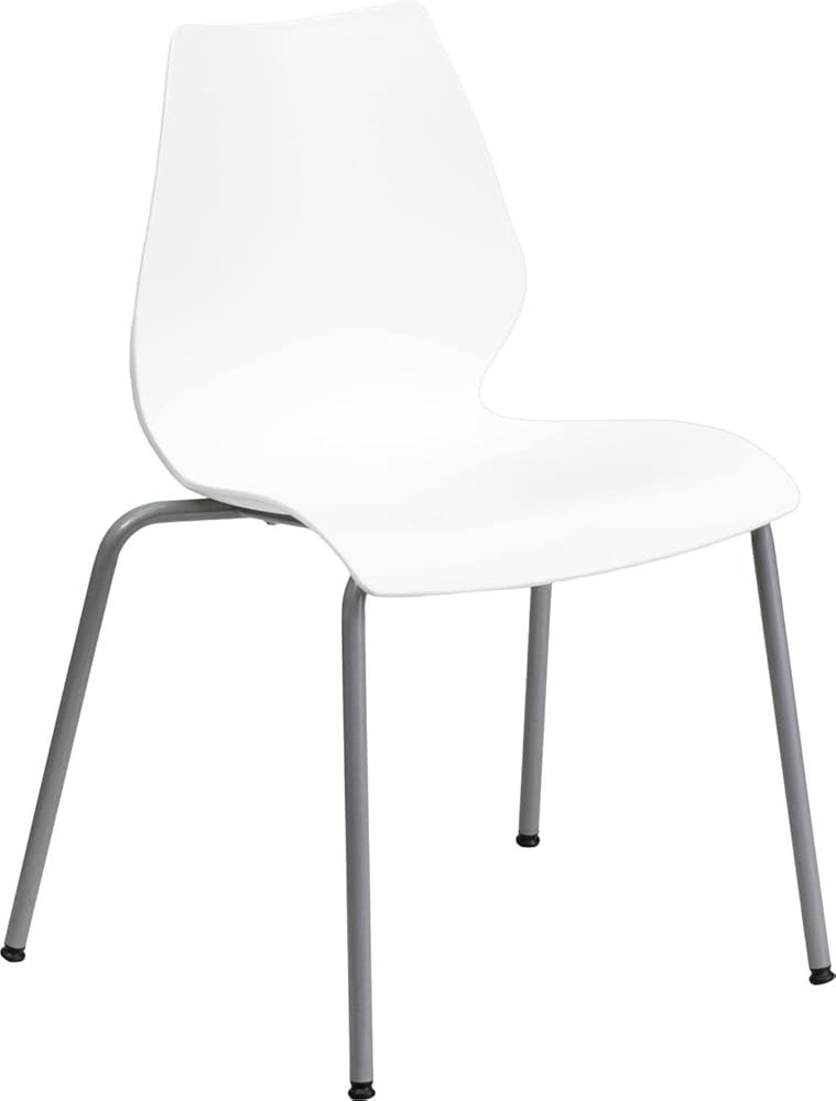 Flash Furniture HERCULES Series 770 lb. Capacity White Stack Chair with Lumbar Support and Silver... | Amazon (US)