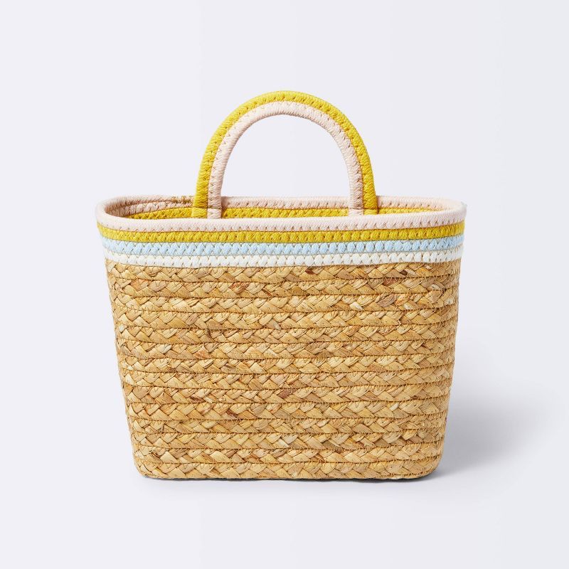 Wall Hanging Natural Woven Basket with Coiled Rope Handle - Pink - Cloud Island™ | Target