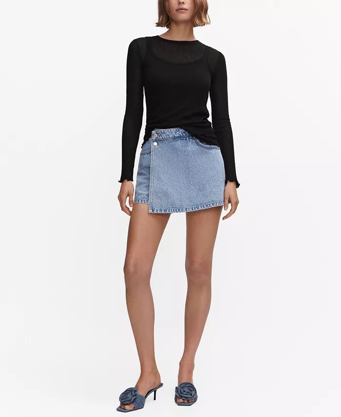 MANGO Women's Denim Skirt Pants - Macy's | Macys (US)