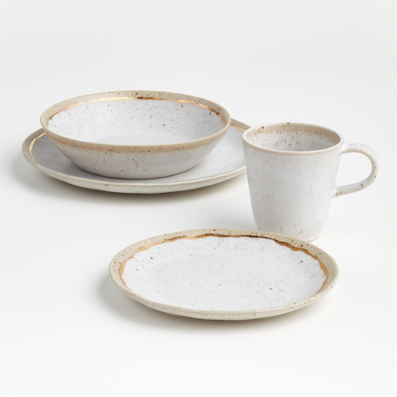Primrose Holiday Gold 4-Piece Stoneware Place Setting | Crate & Barrel | Crate & Barrel