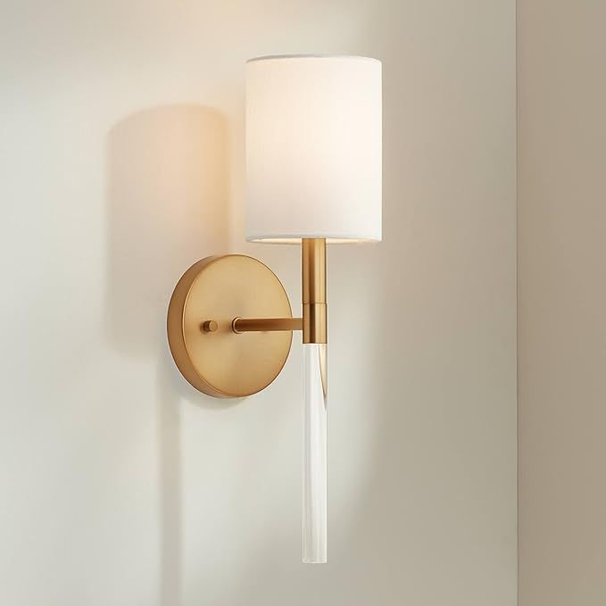 Possini Euro Design Myers Modern Wall Light Sconce Warm Brass Hardwired 5" Fixture Clear Acrylic ... | Amazon (US)