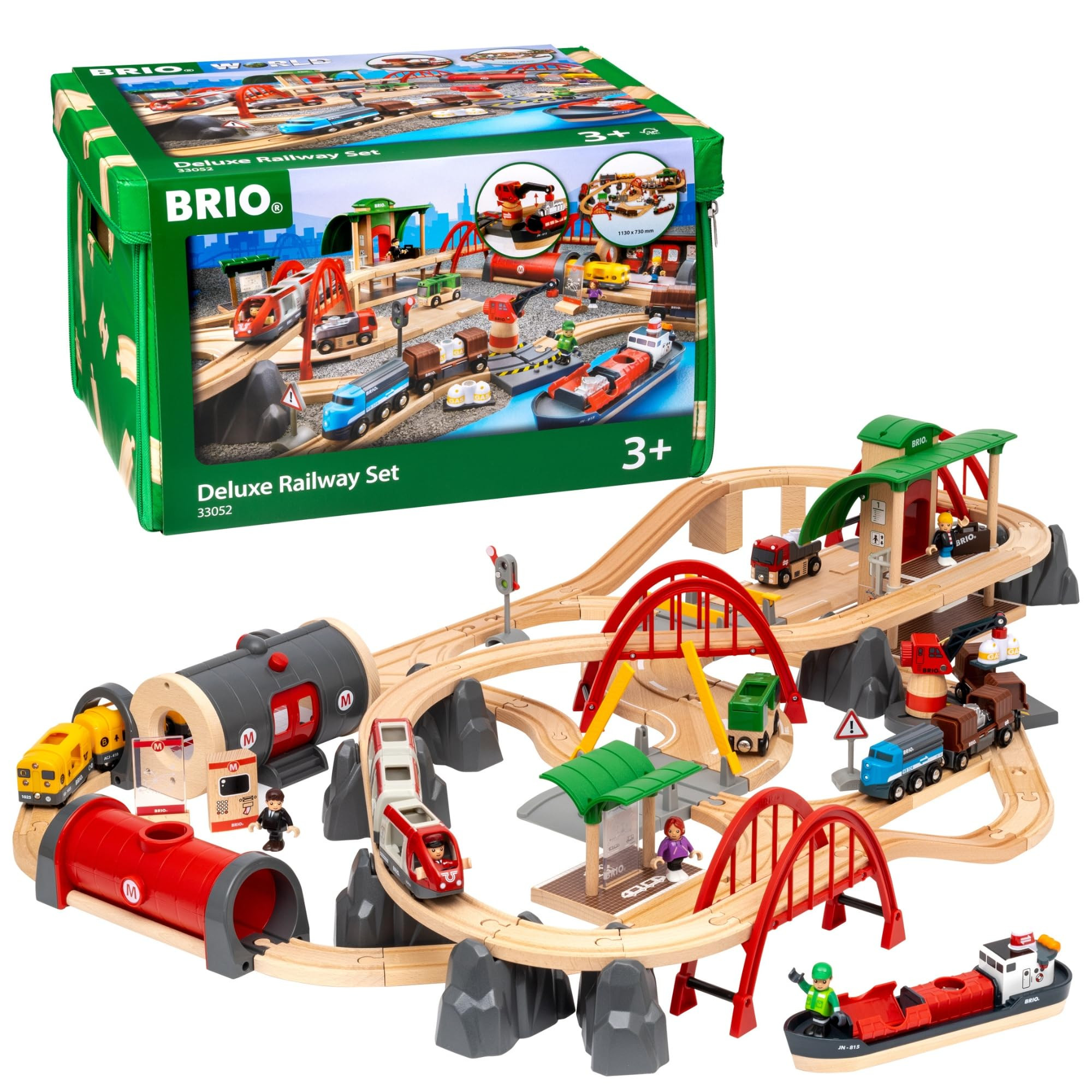BRIO World Deluxe Railway Set - 87-Piece Wooden Train Set - Includes Passenger & Freight Trains, ... | Amazon (US)