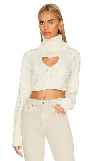 Vera Cropped Cut Out Sweater in Cream | Revolve Clothing (Global)