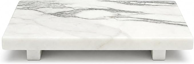 White Marble Pedestal Stand for Vanity & Bathroom | 9.84 Inch Decorative Riser for Perfume, Candl... | Amazon (US)