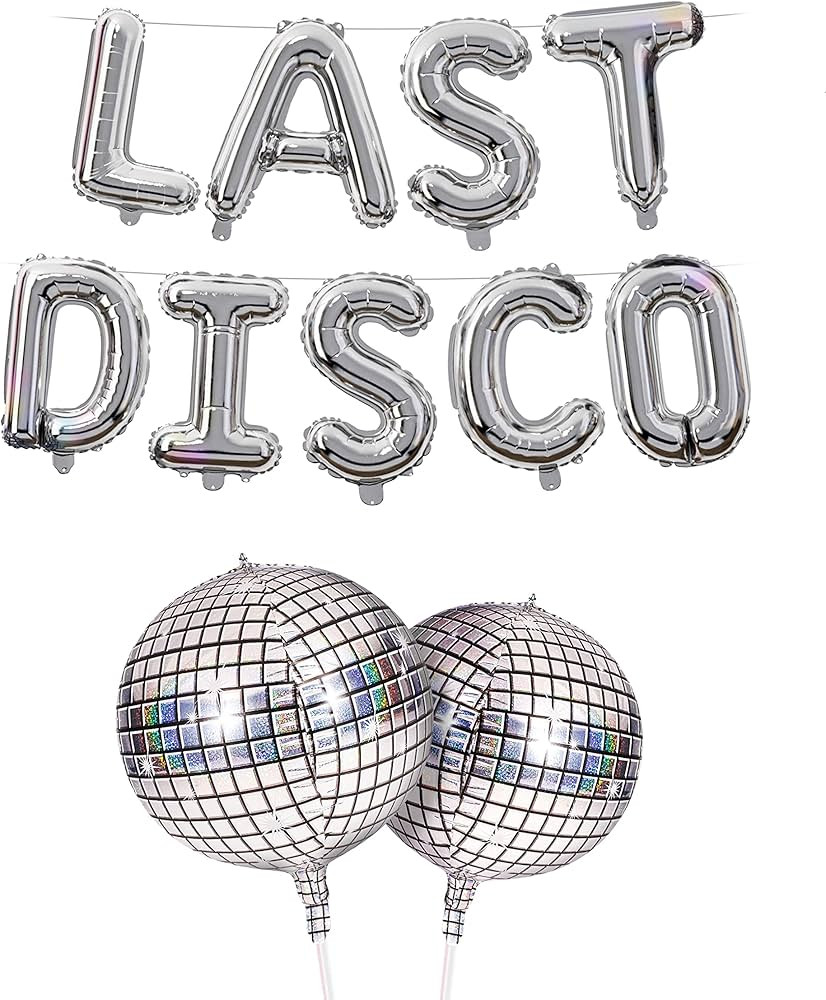 HOUSE OF PARTY Last Disco Foil Balloons 16" Silver Letter Balloons Disco Ball Bachelorette Party ... | Amazon (US)