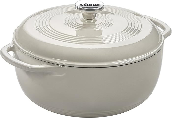 Lodge 6 Quart Enameled Cast Iron Dutch Oven with Lid – Dual Handles, Oven Safe up to 500°F, St... | Amazon (US)