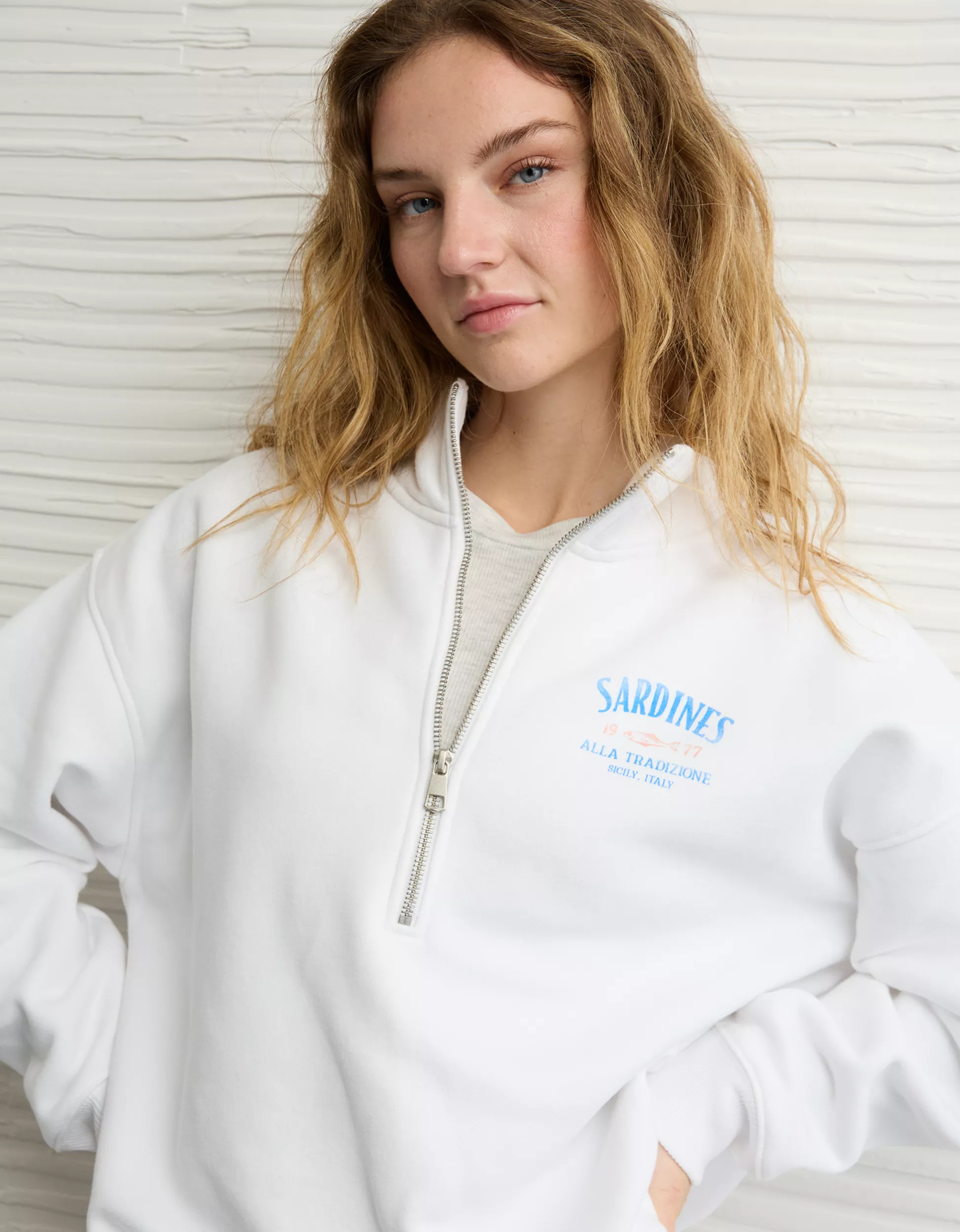 AE Everyday Luxe Quarter-Zip Sweatshirt | American Eagle Outfitters (US & CA)