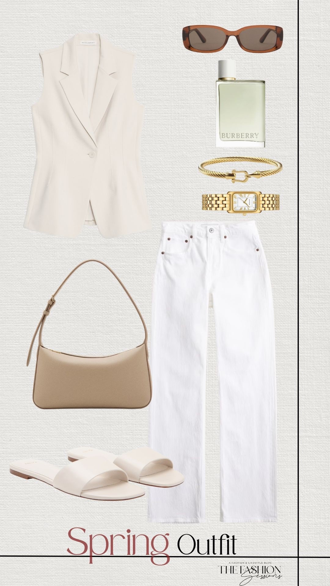 Spring Outfit | White Jeans | Cream Vest | Cream Shoulder Bag | Gold Jewelry | Burberry Perfume 

#LTKootd #LTKgrwm #LTKdayinmylife
