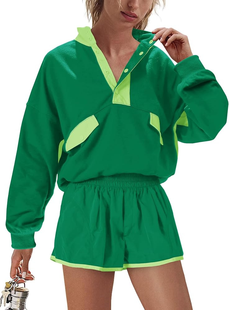 Nirovien Womens Workout Sets Short Athletic Set Activewear 2 Piece Outfits Pullover Sweatshirt an... | Amazon (US)