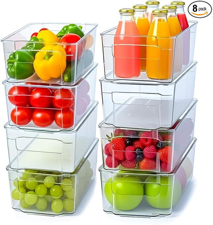 Utopia Home - Fridge & Refrigerator Organizer Bins (8 Pack), Clear Stackable Durable Plastic Stor... | Amazon (US)