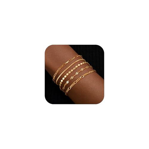 Goldegg Gold Bracelets for Women, 14K Gold Plated Stackable Bracelet Dainty Gold Bracelet Stack Jewelry Set for Women Girlfriend Wife | Amazon (US)