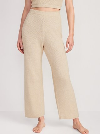 High-Waisted Slouchy Waffle-Knit Wide-Leg Lounge Sweatpants for Women | Old Navy (US)