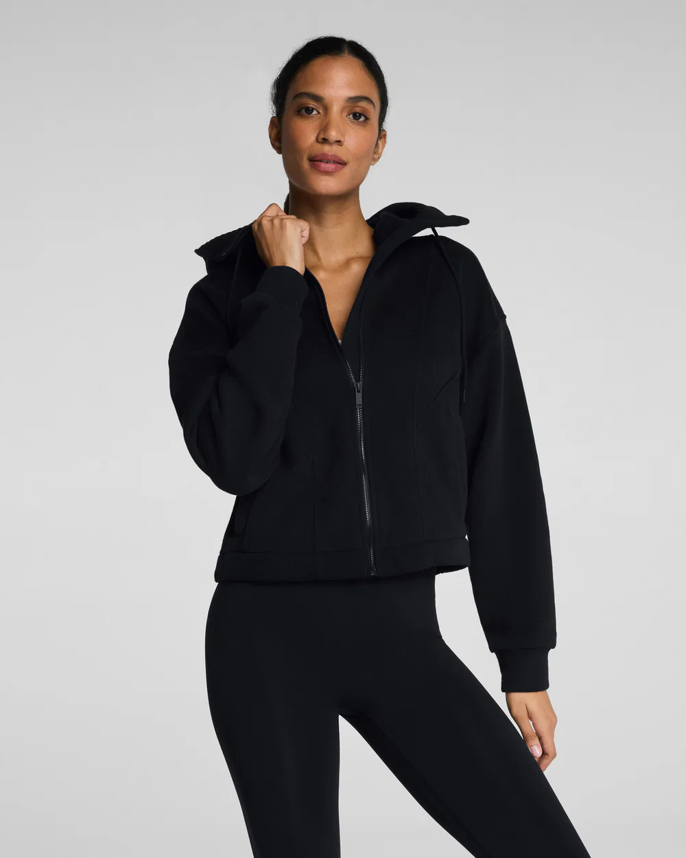 Cotton Fleece Full Zip Hoodie | Spanx
