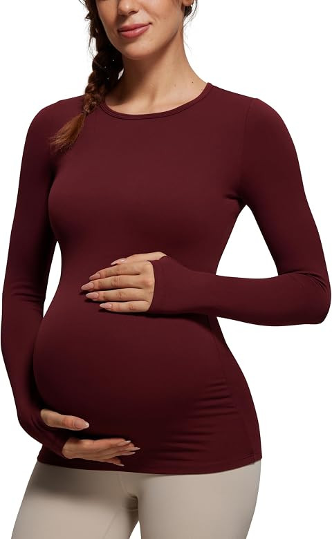 CRZ YOGA Womens Butterluxe Long Sleeve Maternity Tops Crewneck Pregnancy Basic Shirts Soft Athlet... | Amazon (US)