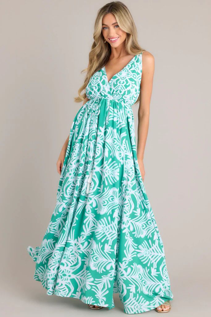 Only Clear Skies Green Print Maxi Dress | Red Dress