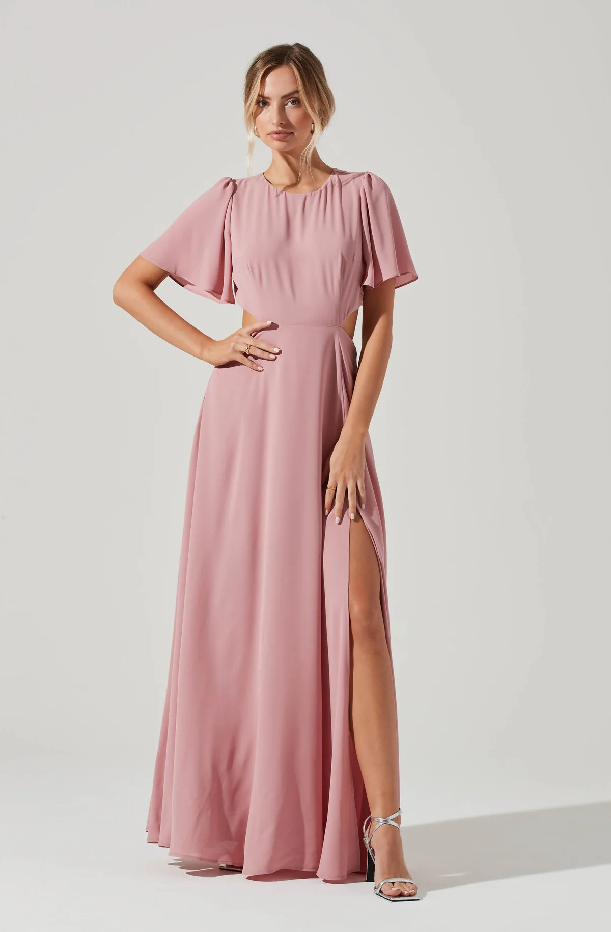 Katrina Flutter Sleeve Back Cutout Maxi Dress | ASTR The Label (US)