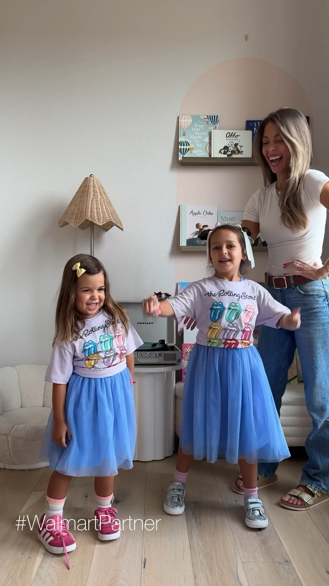 Where my swifties at and what’s your favorite album?! #WalmartPartner me and the girls are always having random dance parties and I recently surprised them with new vinyls for us to jam out to on our Crosley record player! They come in so many cute colors and I actually plan on ordering a pink one for Mila’s birthday to put in her big girl room we’re working on! 🩷 

All of these adorable Taylor swift books are also Walmart finds and my go-to for bday party gifts! The girls outfits are also Walmart and I just got those glitter sneakers for $12!!! Linking it all in my LTK along with even more #WalmartFinds!! #liketkit @shop.ltk #ltksalealert #ltkhome #taylorswift #taylorswiftfan #swiftie #swifties #ltkfamily #ltkkids #girlsroom #girlsroomdecor #girlmom #girlmomlife  

#LTKBacktoSchool #LTKHome #LTKFamily