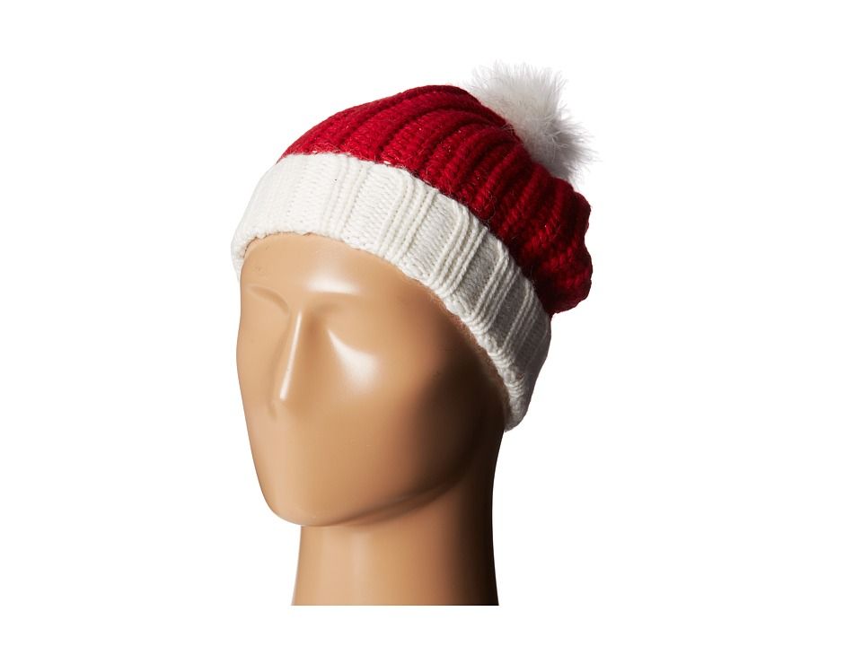 Kate Spade New York Santa Hat w/ Marabou Pom (Dynasty Red) Knit Hats | Zappos