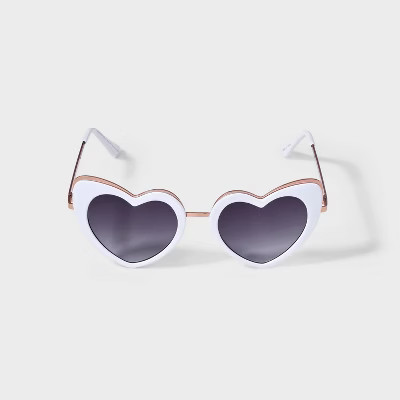 Women's Plastic Heart Sunglasses - Wild Fable™ White | Target