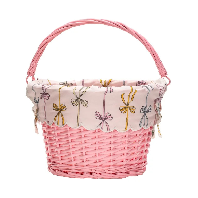 Round Willow Basket with Scalloped Bow Liner, Multicolor, 11.5" x 8", Easter by Way To Celebrate | Walmart (US)