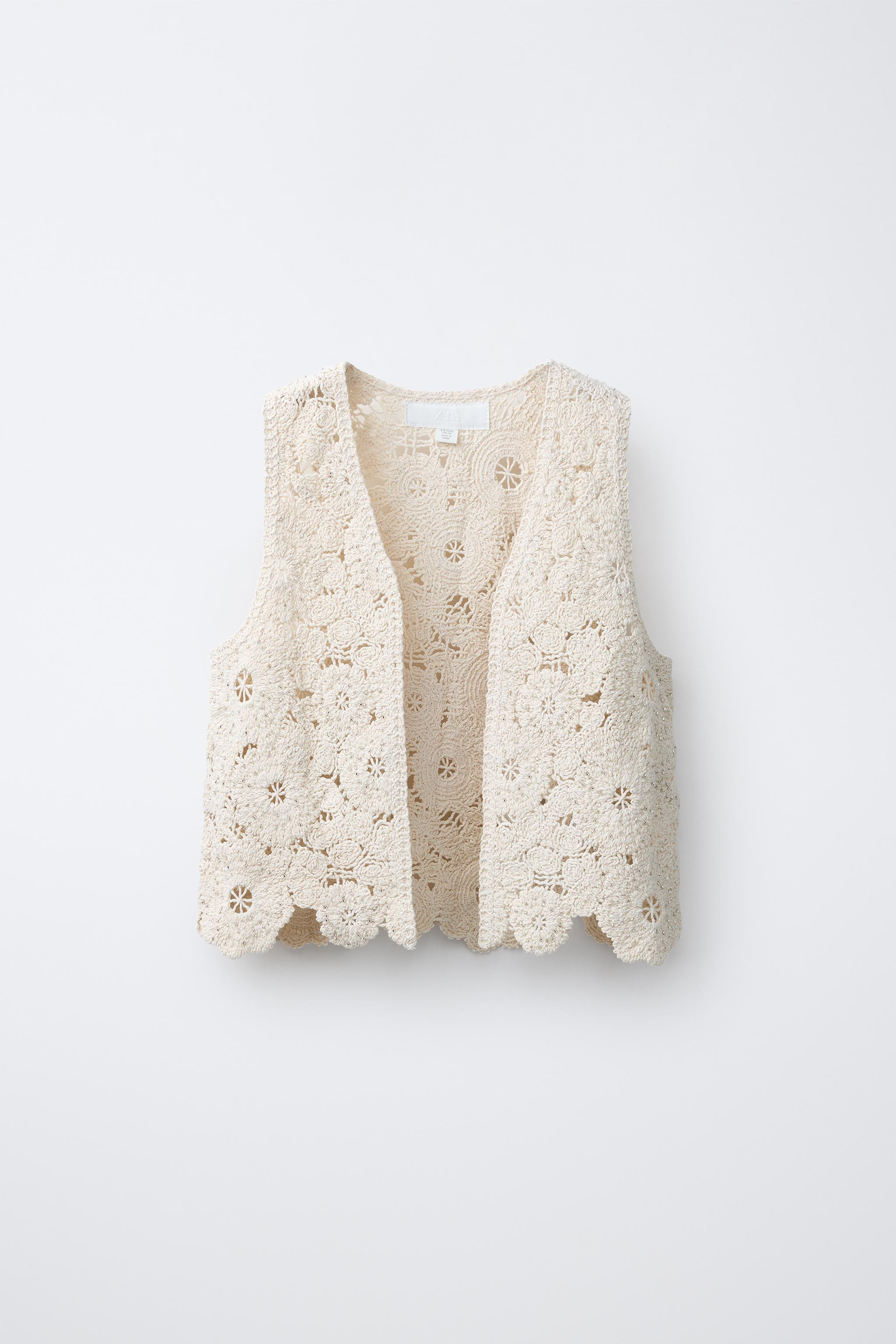 BEADED CROCHET KNIT VEST | Zara Canada