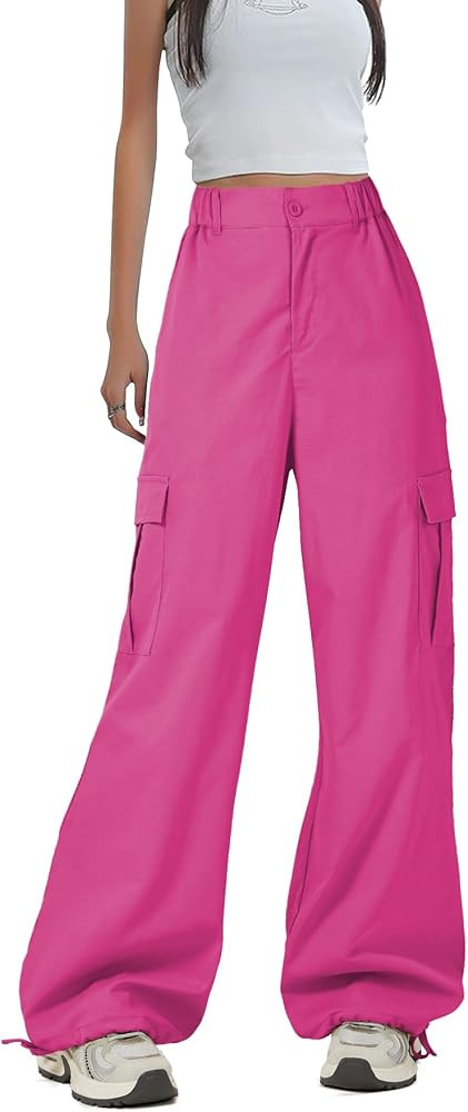 Zando Women's Cargo Pants Baggy Parachute Pants Joggers Y2k Trendy Stretchy High Waist Wide Leg T... | Amazon (US)