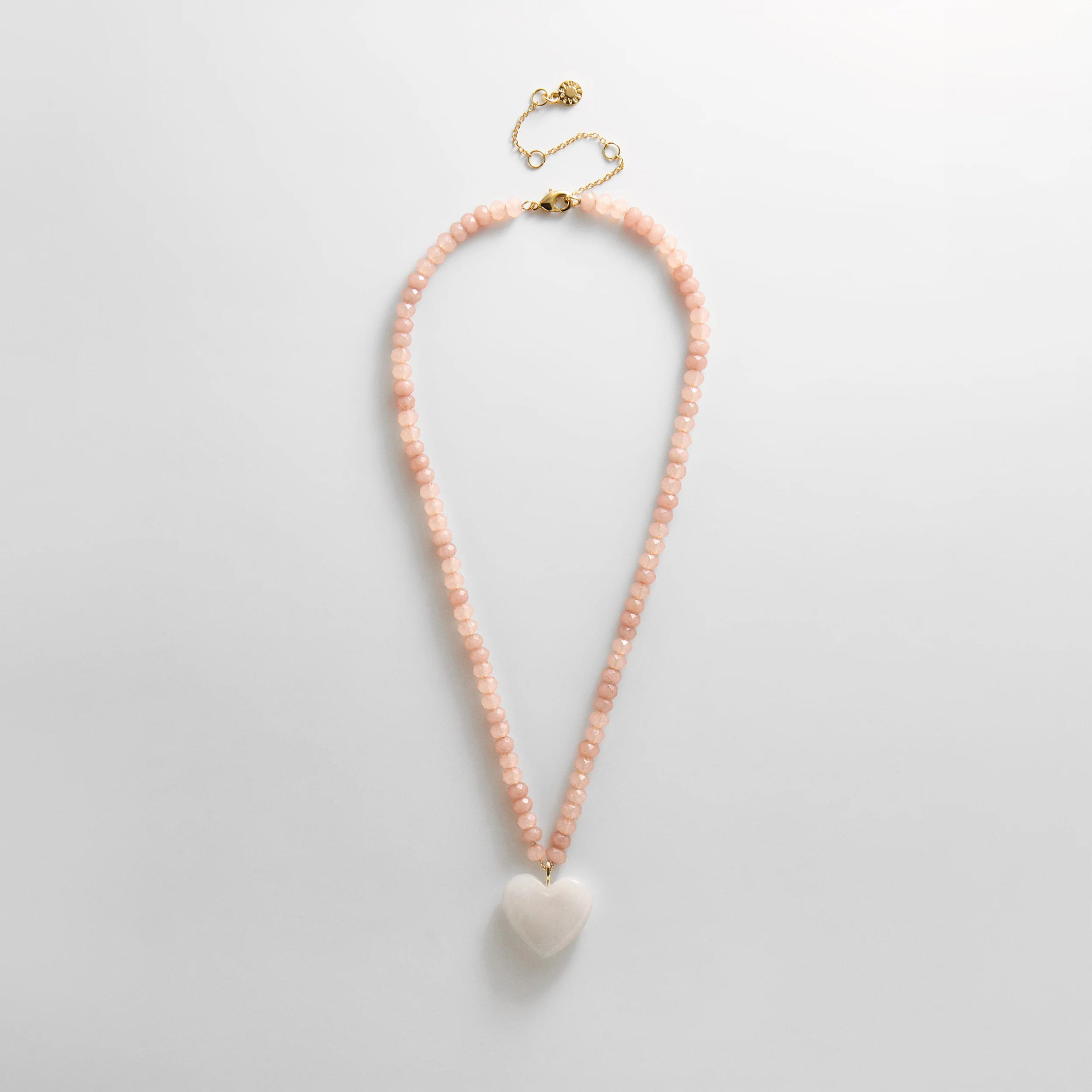Semi-Precious Heart Necklace - White Quartz/Smoky Quartz | BaubleBar