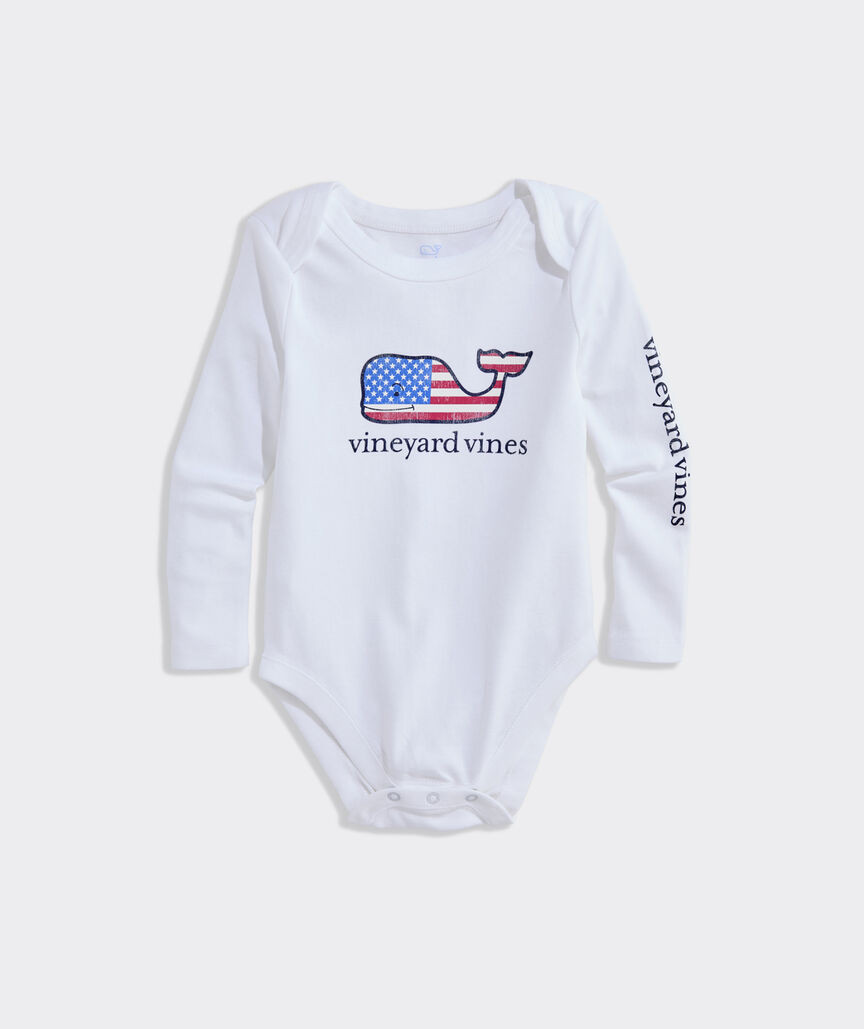 Baby Long-Sleeve Flag Whale Bodysuit | vineyard vines