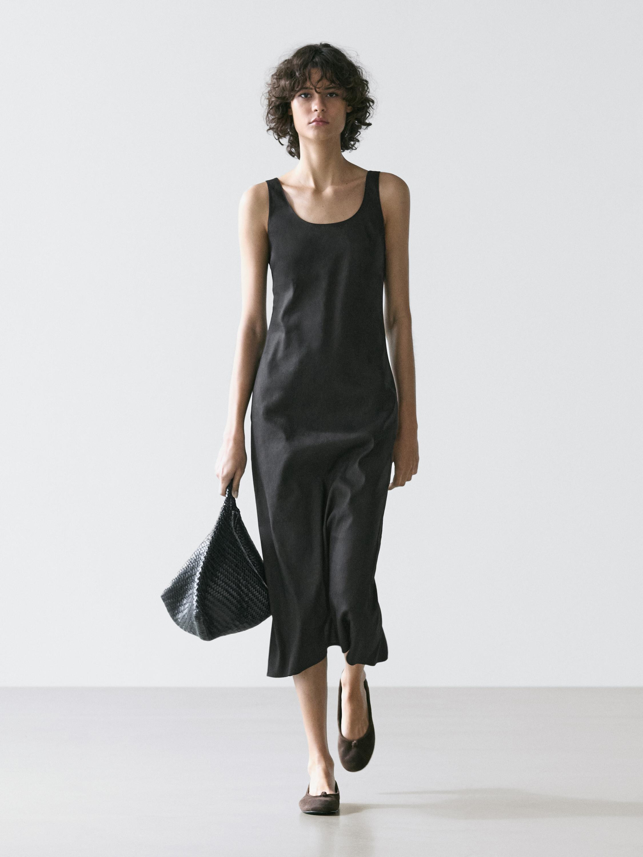 Flowing round neck midi dress | Massimo Dutti US