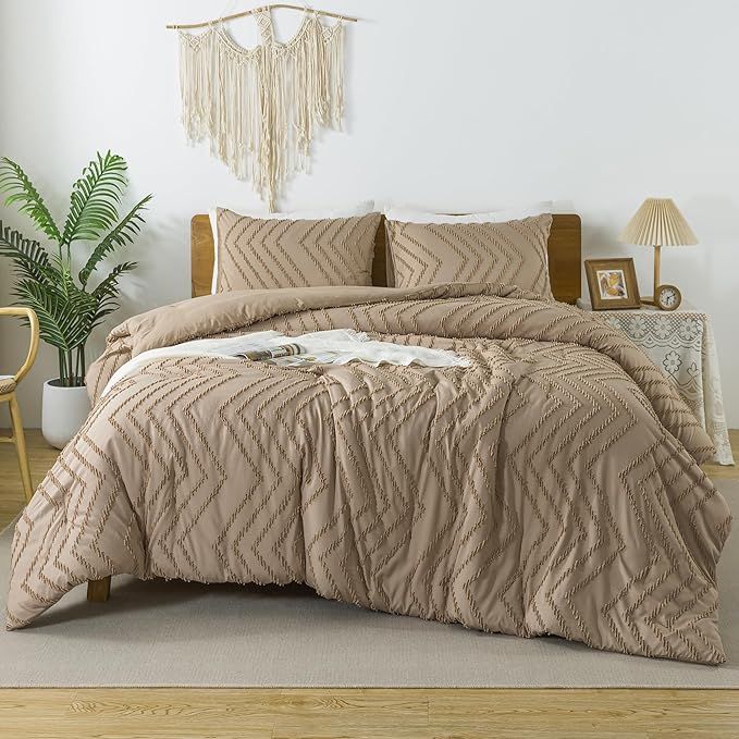 Litanika Taupe Comforter Set King Size, 3 Pieces Chevron Tufted Bedding Set & Collections, All Se... | Amazon (US)