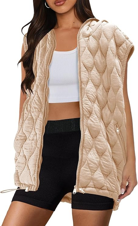 SENSERISE Womens Oversized Puffer Vest Sleeveless Quilted Jacket Zip Up Hooded Puffy Vest Winter ... | Amazon (US)