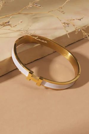 H Bangle Bracelet in Gold & Ivory | Altar'd State | Altar'd State