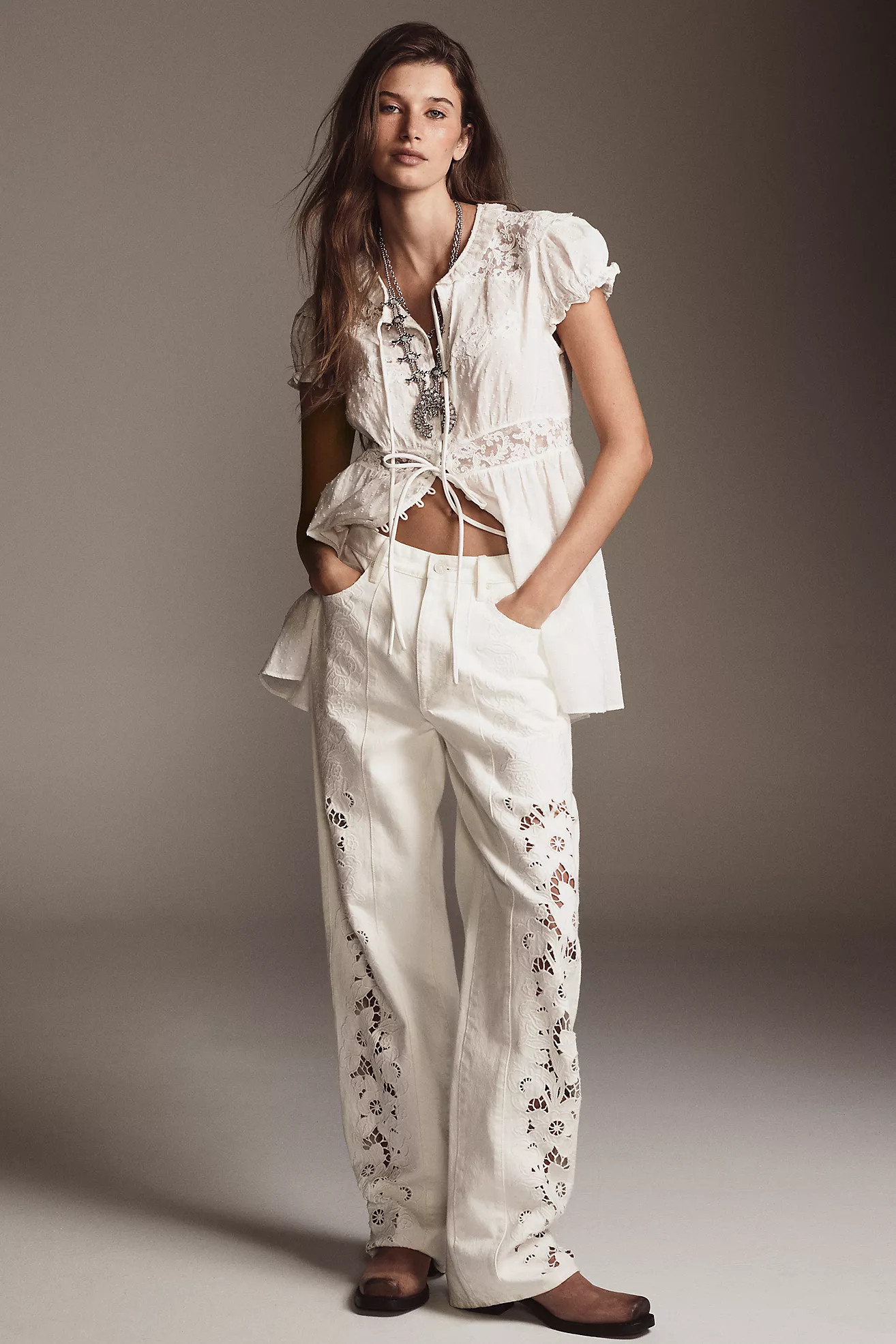PAIGE Sawyer High-Rise Wide-Leg Cutout Jeans | Anthropologie (US)