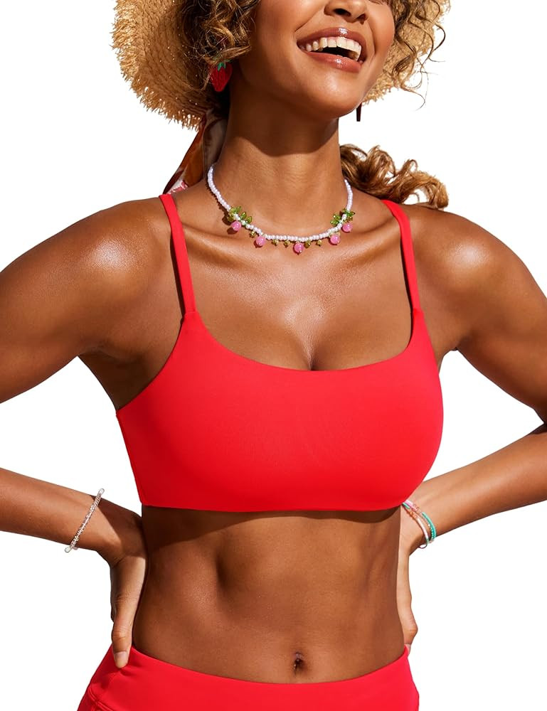 CRZ YOGA Womens Scoop Neck Bikini Tops D-DD Adjustable Spaghetti Straps Bathing Suit Padded Swims... | Amazon (US)