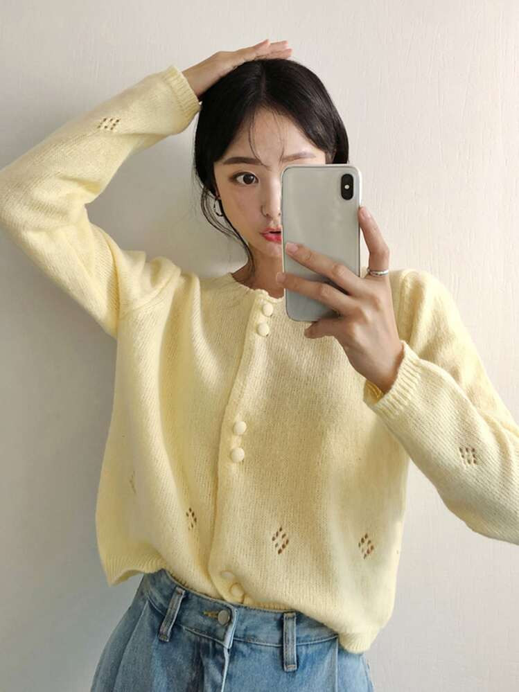 Yellow Cardigan  | SHEIN