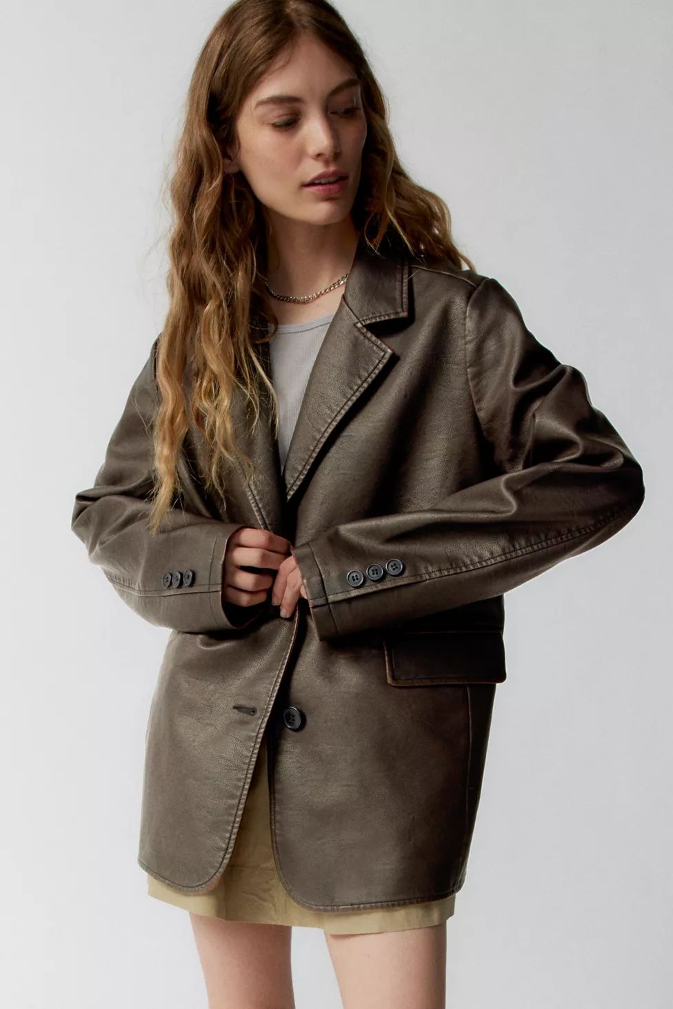 UO Jules Faux Leather Blazer | Urban Outfitters (US and RoW)