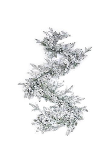 KING OF CHRISTMAS 9ft Snow Flocked Christmas Garland Unlit, Queen Flock Artificial Garland for Holliday, Heavily Flocked Garland with Realistic Tips, Xmas Garland for Stair Railings, Mantels, Doorway | Amazon (US)