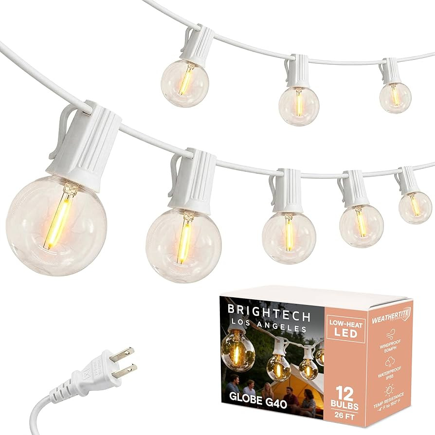 Brightech Ambience Pro LED String Lights - 26 Ft Commercial Grade Patio Lights Outdoor Waterproof... | Amazon (US)