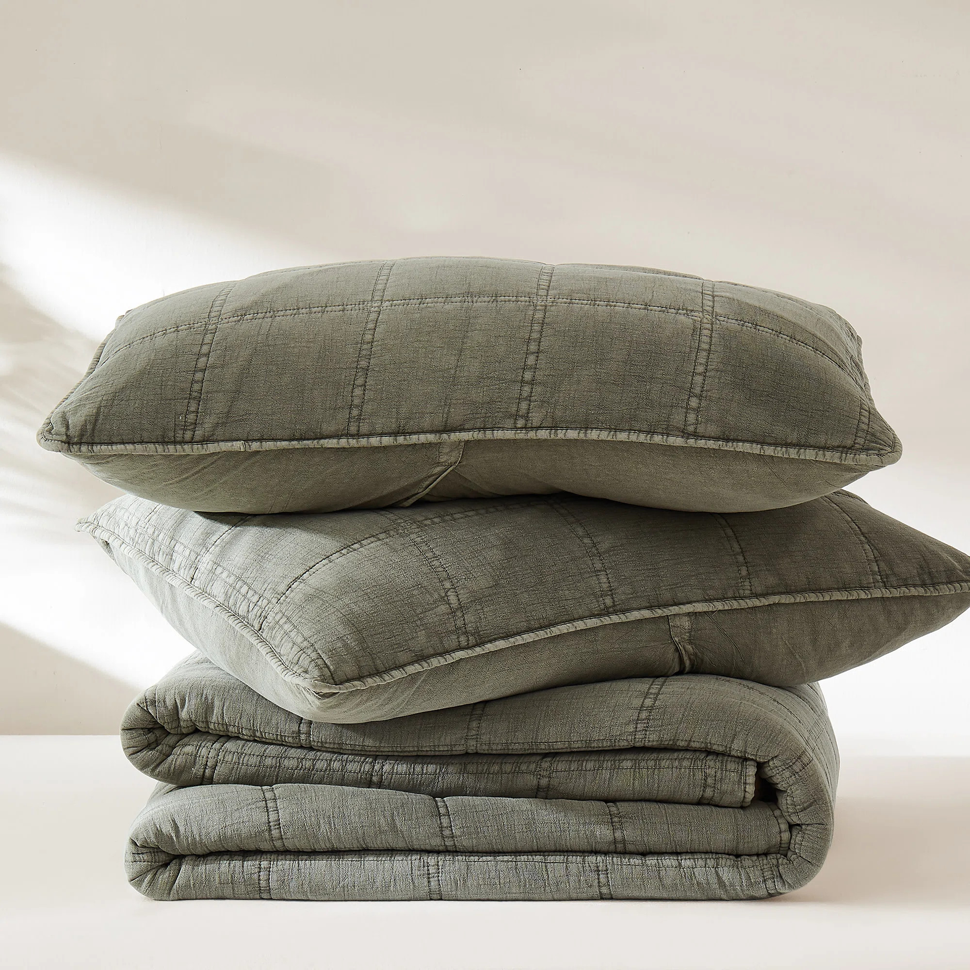 Logan Stone Washed Cotton Quilt 3Pc Set | Wayfair North America