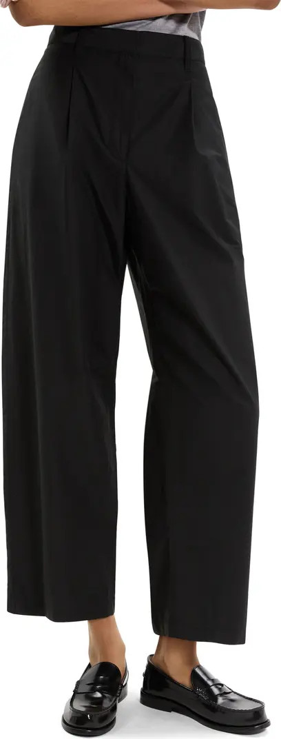 Theory Wide Leg Crop Cotton Blend Pants | Nordstrom | Nordstrom