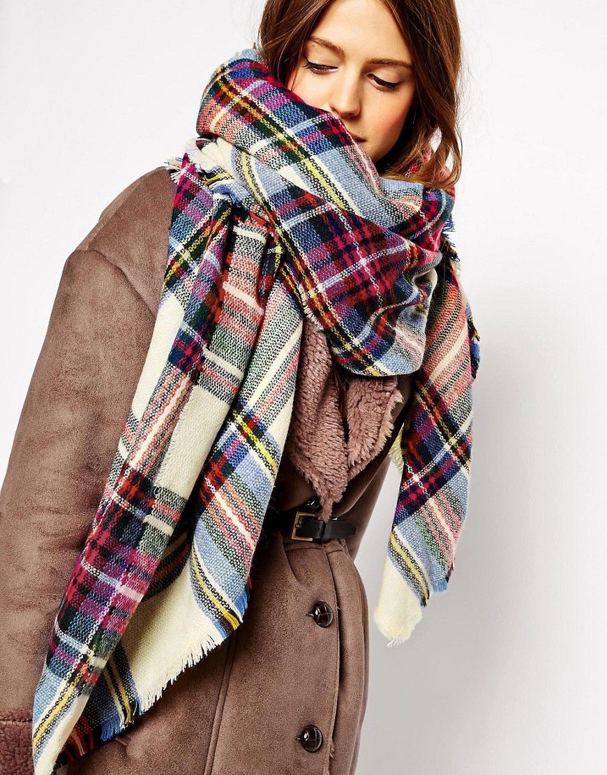 ASOS Oversized Square Scarf In Check | ASOS US