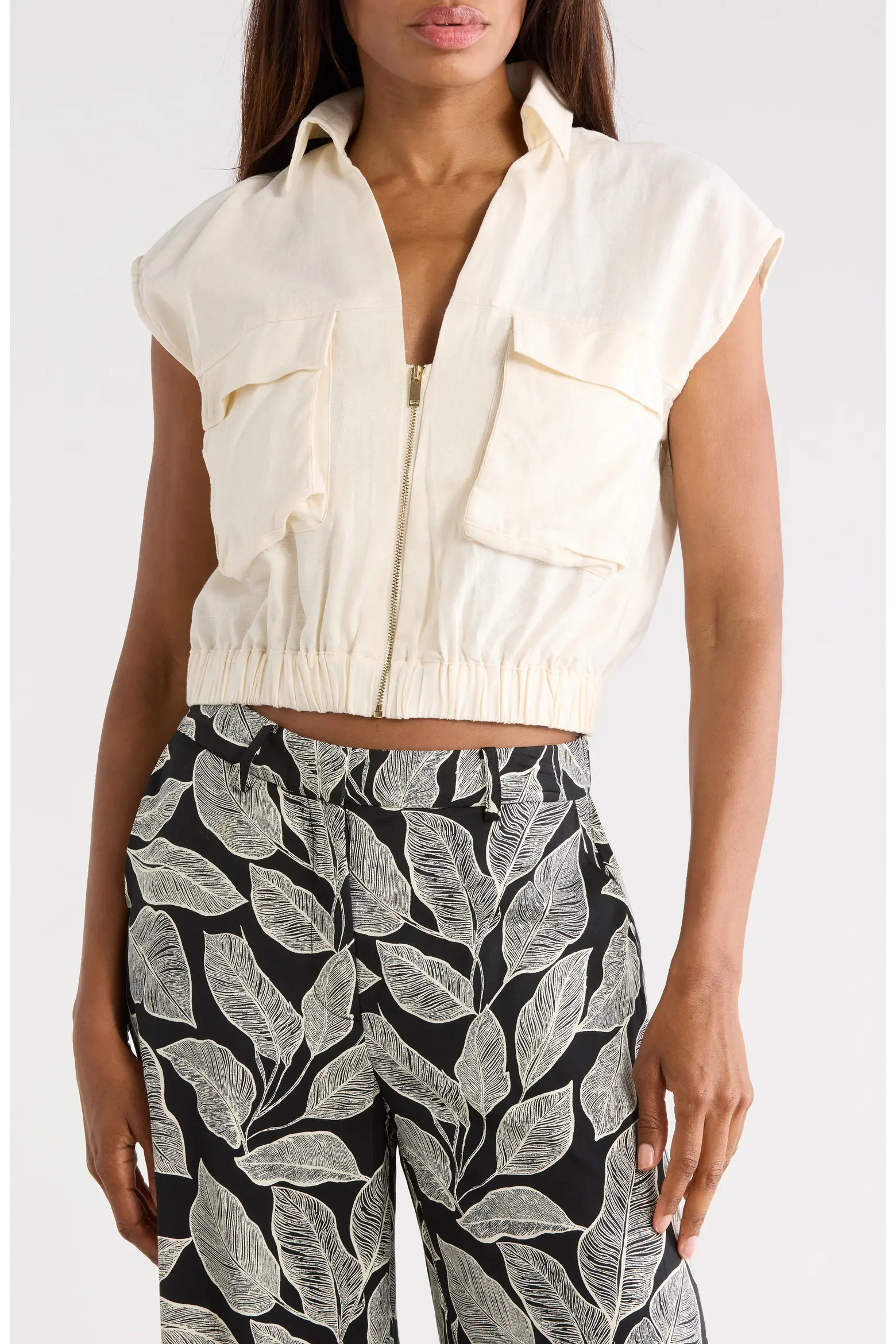 Zip Front Linen Blend Crop Top (Women) | Nordstromrack | Nordstrom Rack