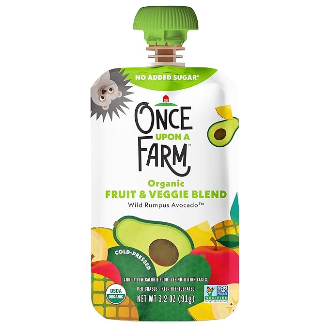 Once Upon a Farm Organic Fruit And Veggie Blend, Wild Rumpus Avocado, 3.2 Oz | Amazon (US)