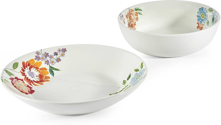 Fitz and Floyd Meadow Floral Set of 2 Serving Bowls, 10.5 inch, 8.5 Inch | Amazon (US)