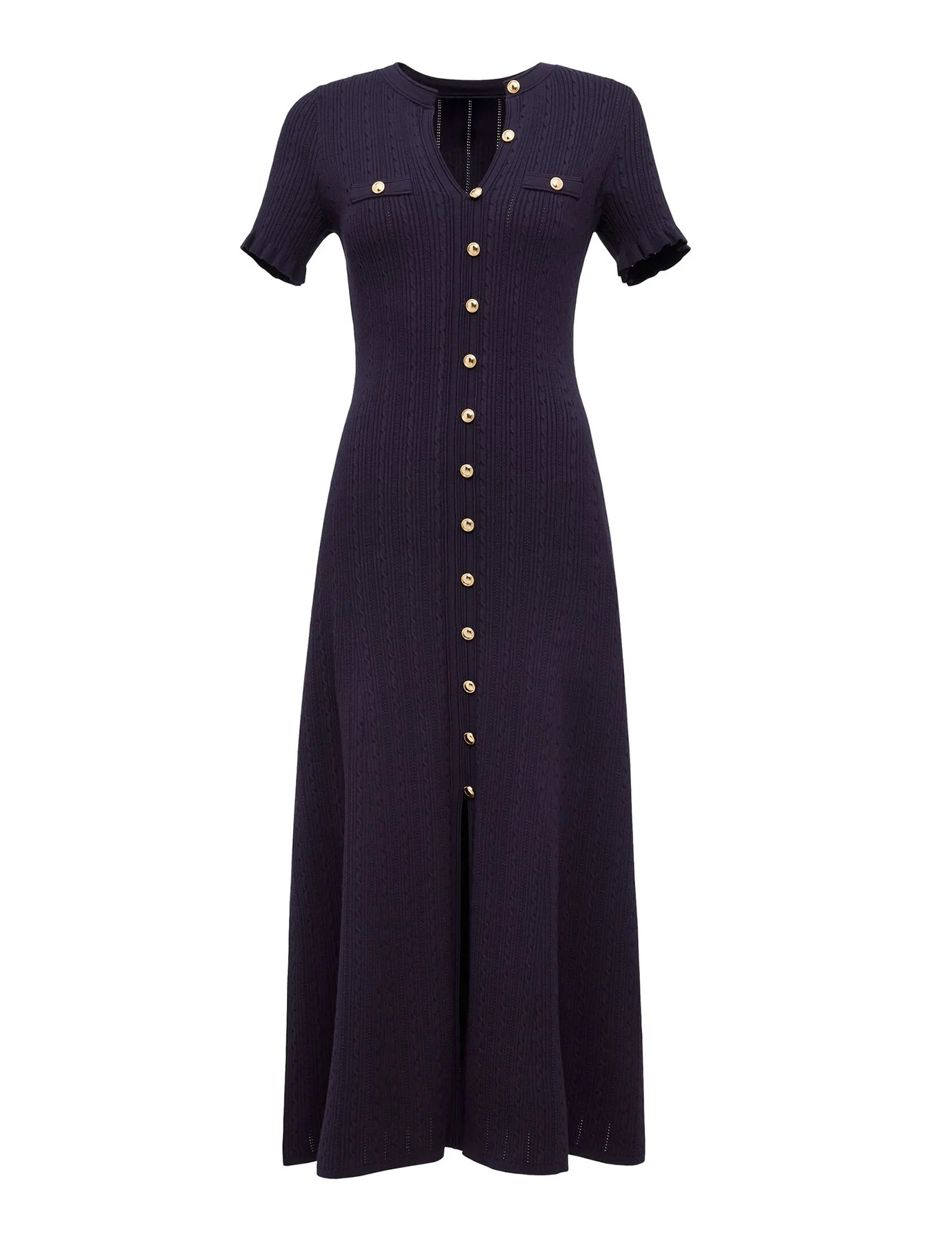 Violetta Stitch Interest Midi Dress Navy | Fenwick UK