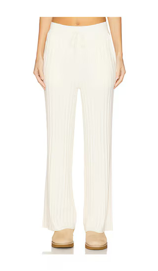 Simeon Wide Rib Knit Trouser in Egret | Revolve Clothing (Global)