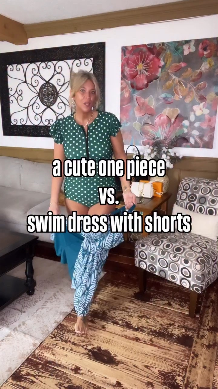 Which swimsuit is more your style…the one piece with the flutter sleeves or the swim dress with built in shorts?  I’m a size 12 and the size 12 fits me perfectly. ☀️☀️☀️

#LTKOver40 #LTKSeasonal #LTKMidsize