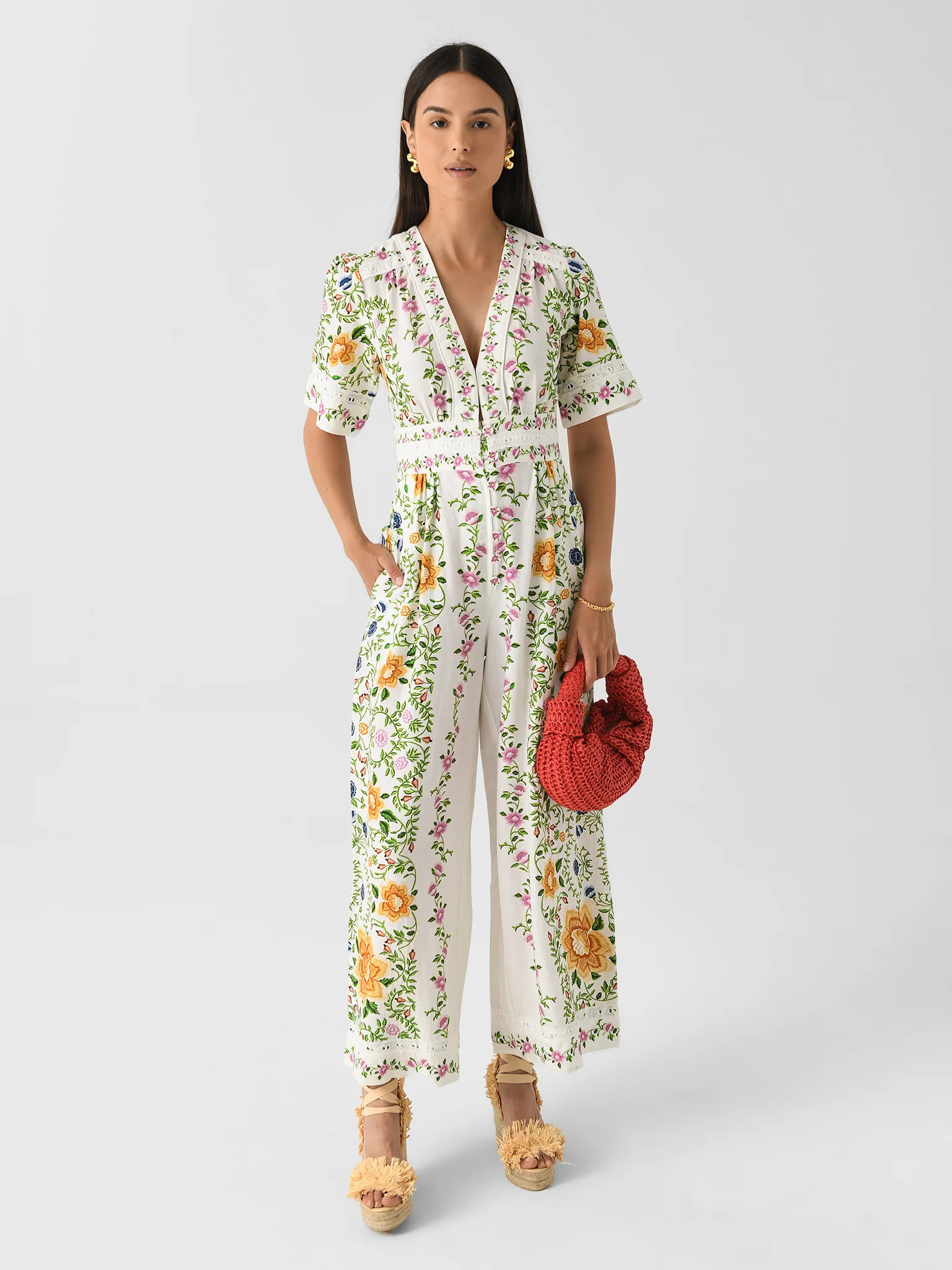 FARM RIO
                      
                     Women's Folk Floral Jumpsuit | Saint Bernard